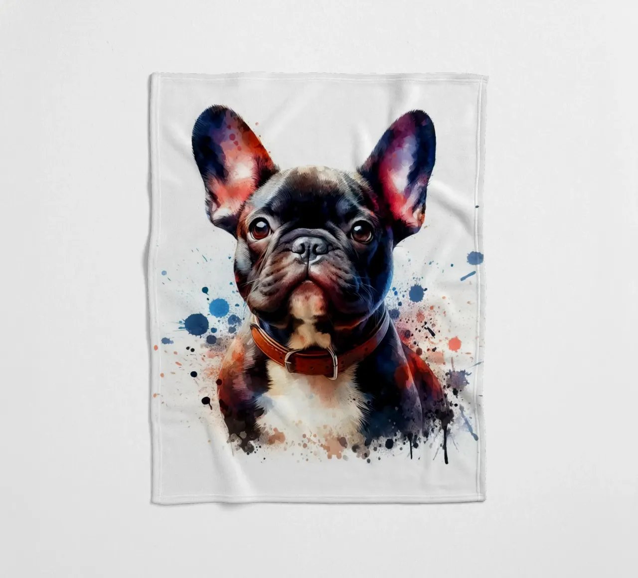 Ritratto di bulldog francese ad acquerello coperta in pile da 🥝 KIWI STORE