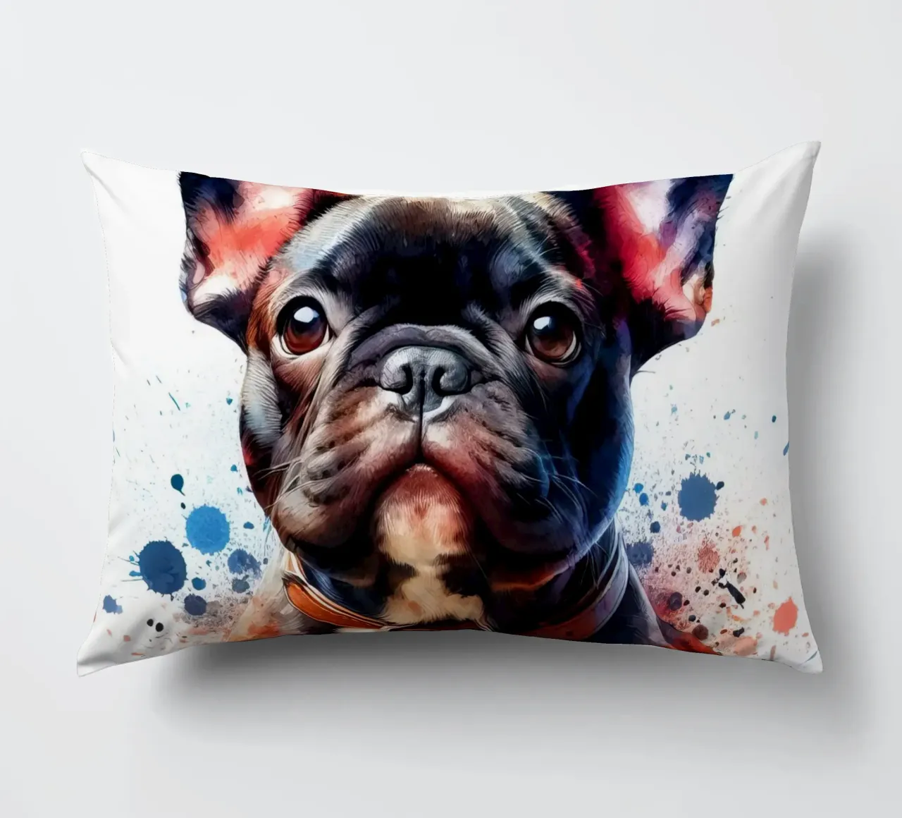 Ritratto di bulldog francese ad acquerello cuscino da 🥝 KIWI STORE