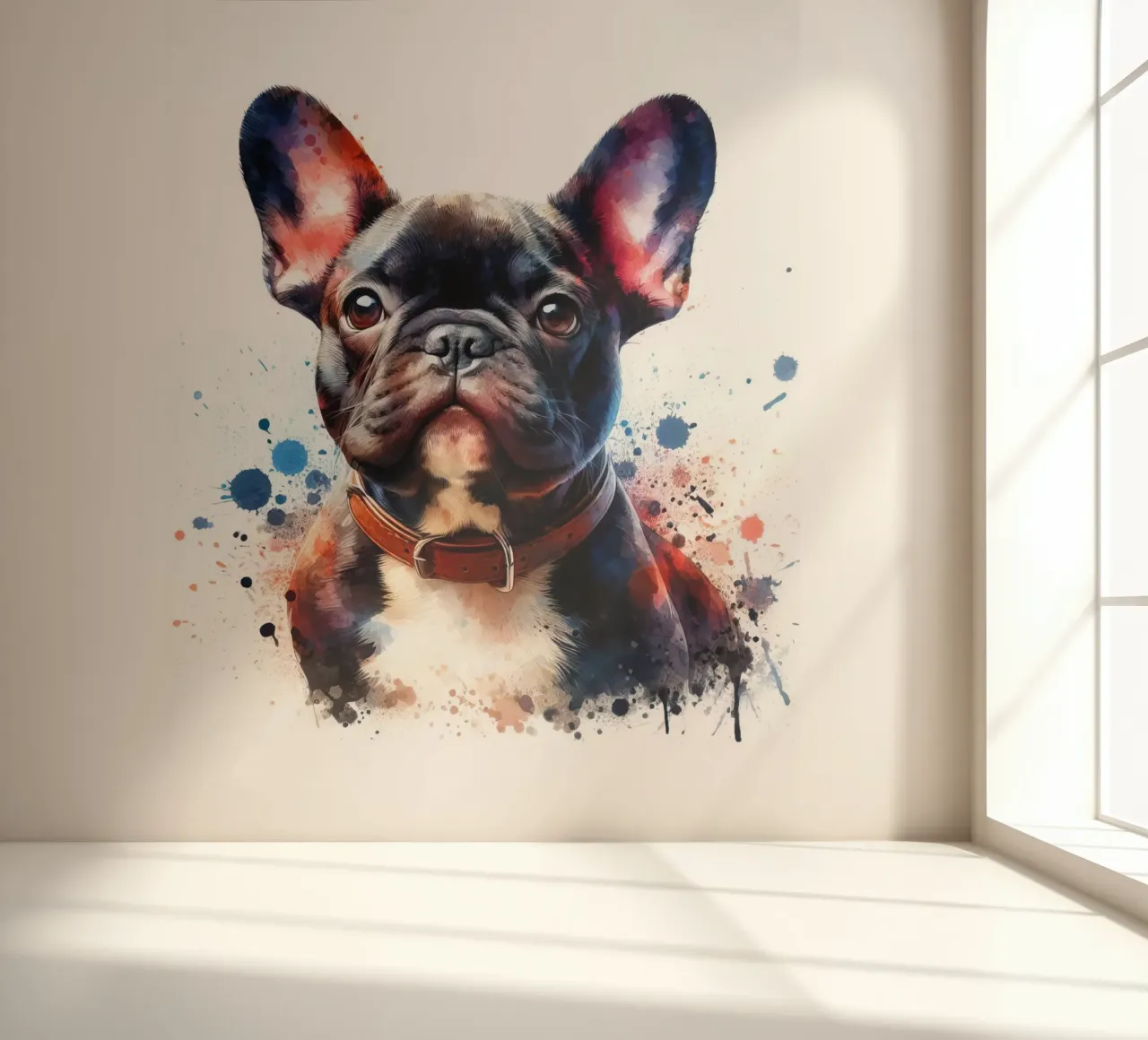 Aquarell Portrait Französische Bulldogge Fototapete von 🥝 KIWI STORE