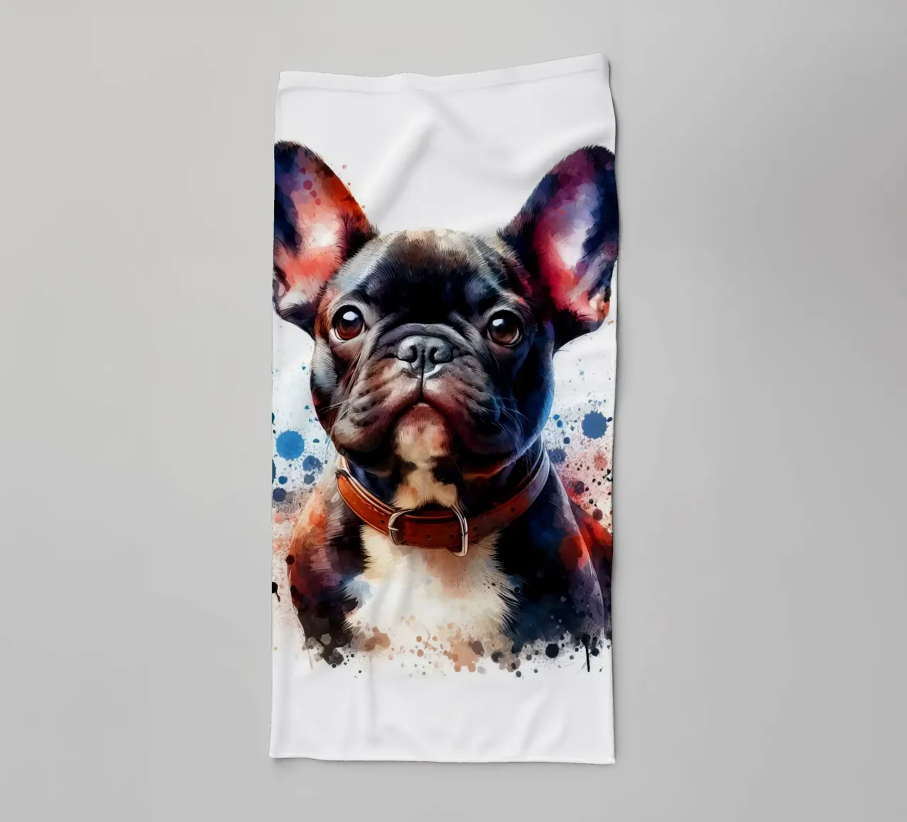 Ritratto di bulldog francese ad acquerello asciugamano da bagno da 🥝 KIWI STORE