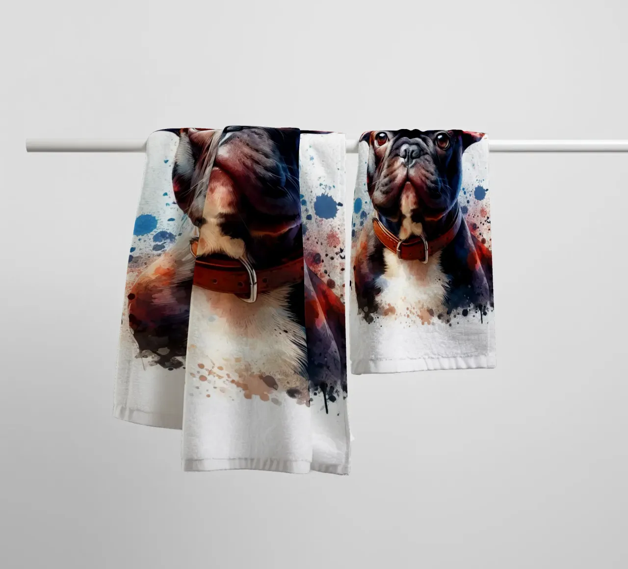 Ritratto di bulldog francese ad acquerello asciugamano da bagno da 🥝 KIWI STORE