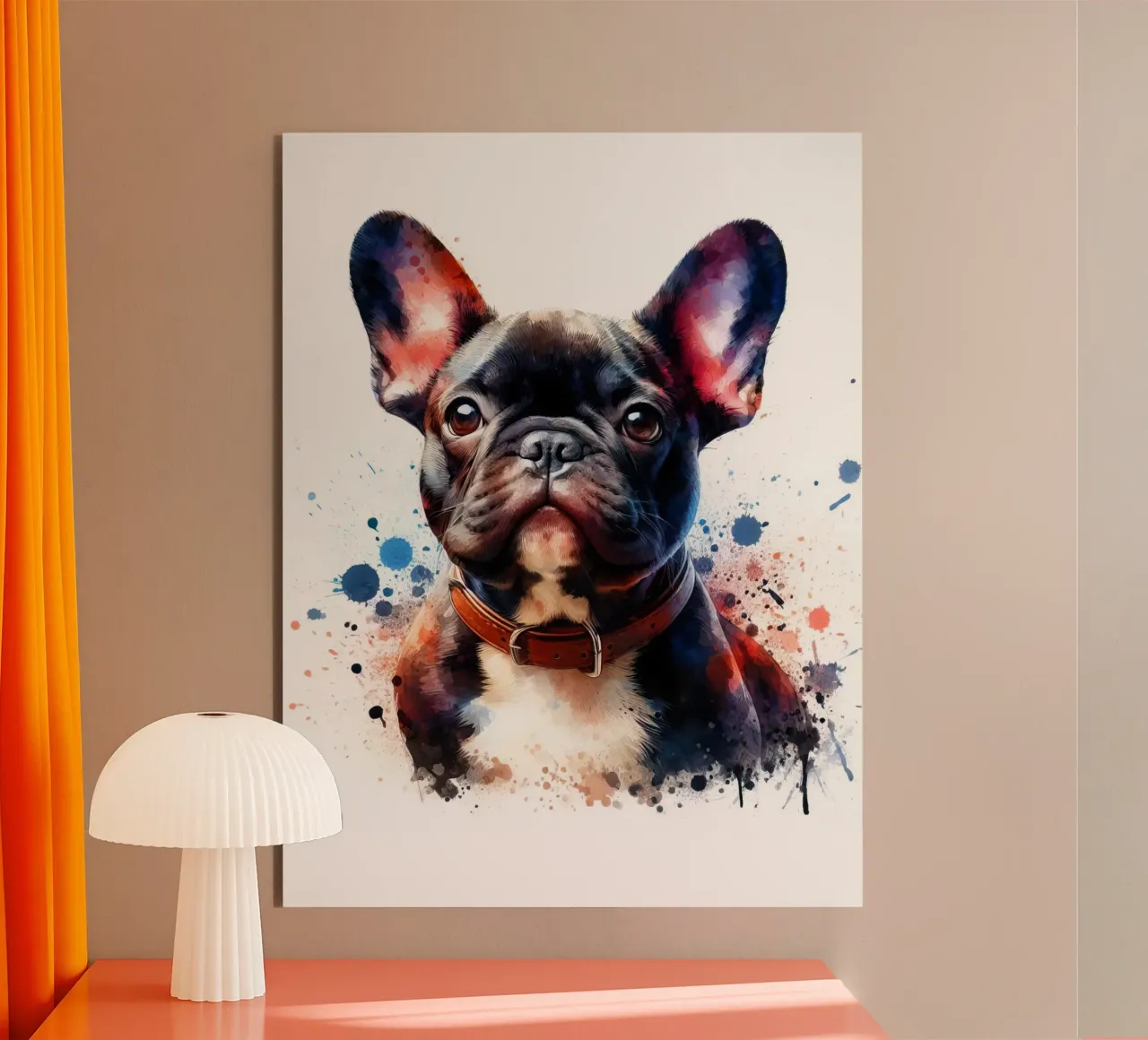 Ritratto di bulldog francese ad acquerello alluminio dibond da 🥝 KIWI STORE