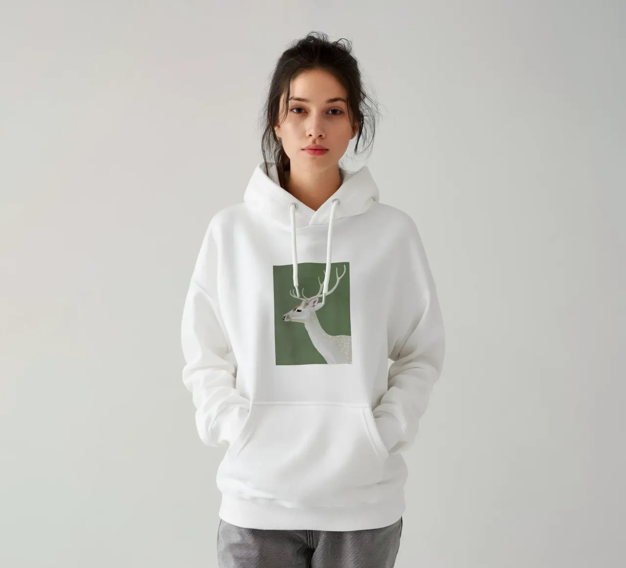 Cervo bianco I felpa con cappuccio da ThingDesign