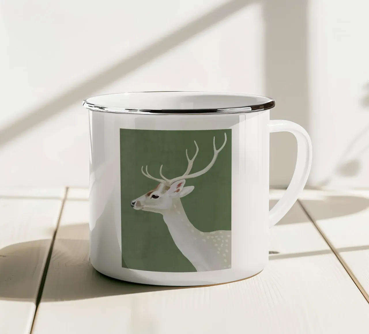 Cervo bianco I tazza in smalto da ThingDesign