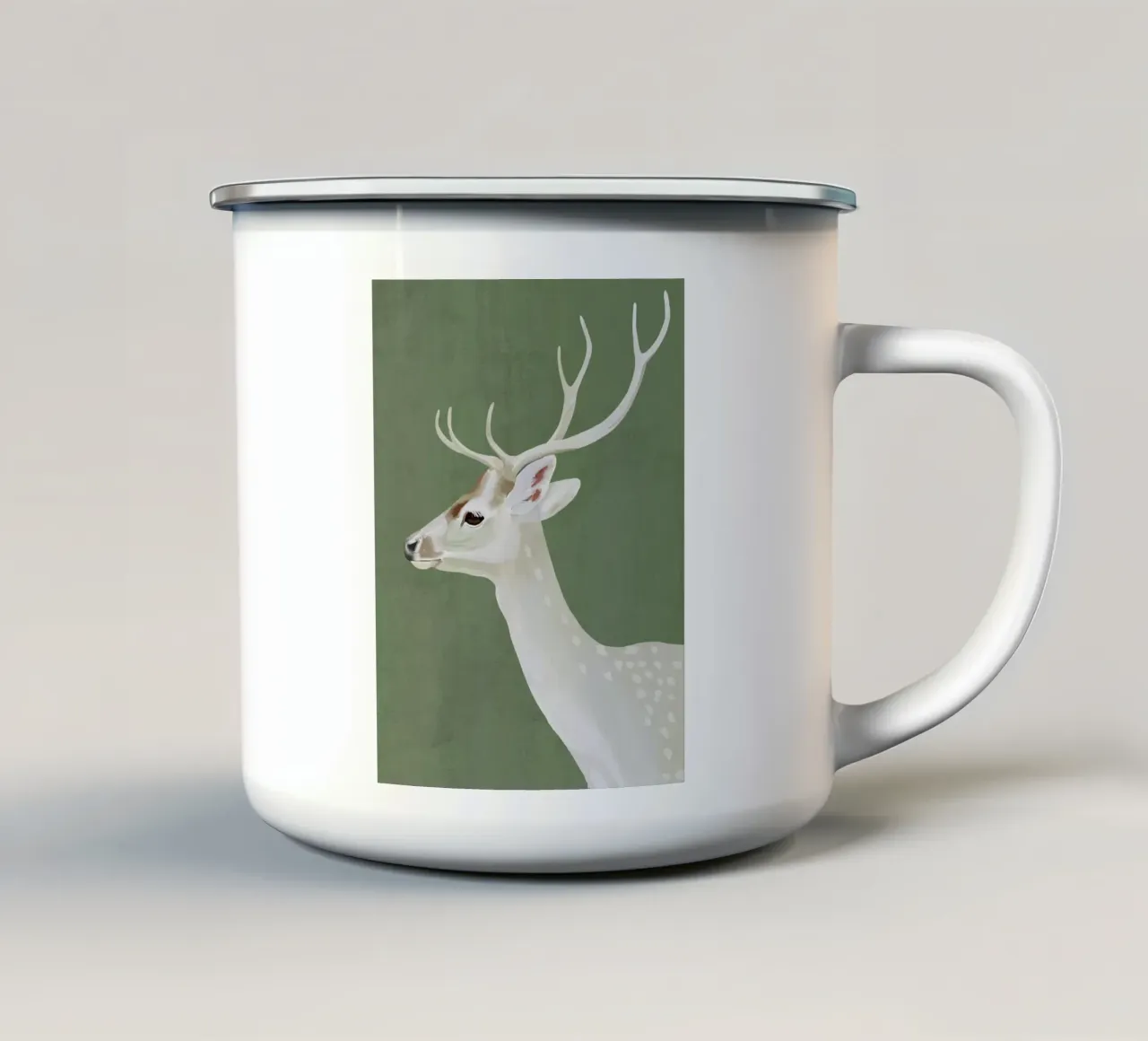 Cervo bianco I tazza in smalto da ThingDesign