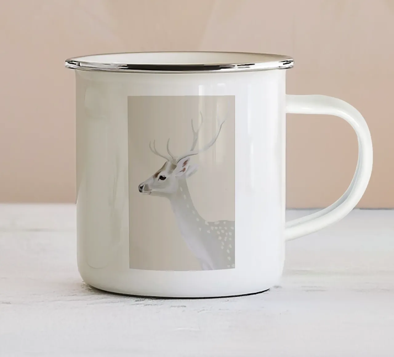 Cervo bianco II tazza in smalto da ThingDesign
