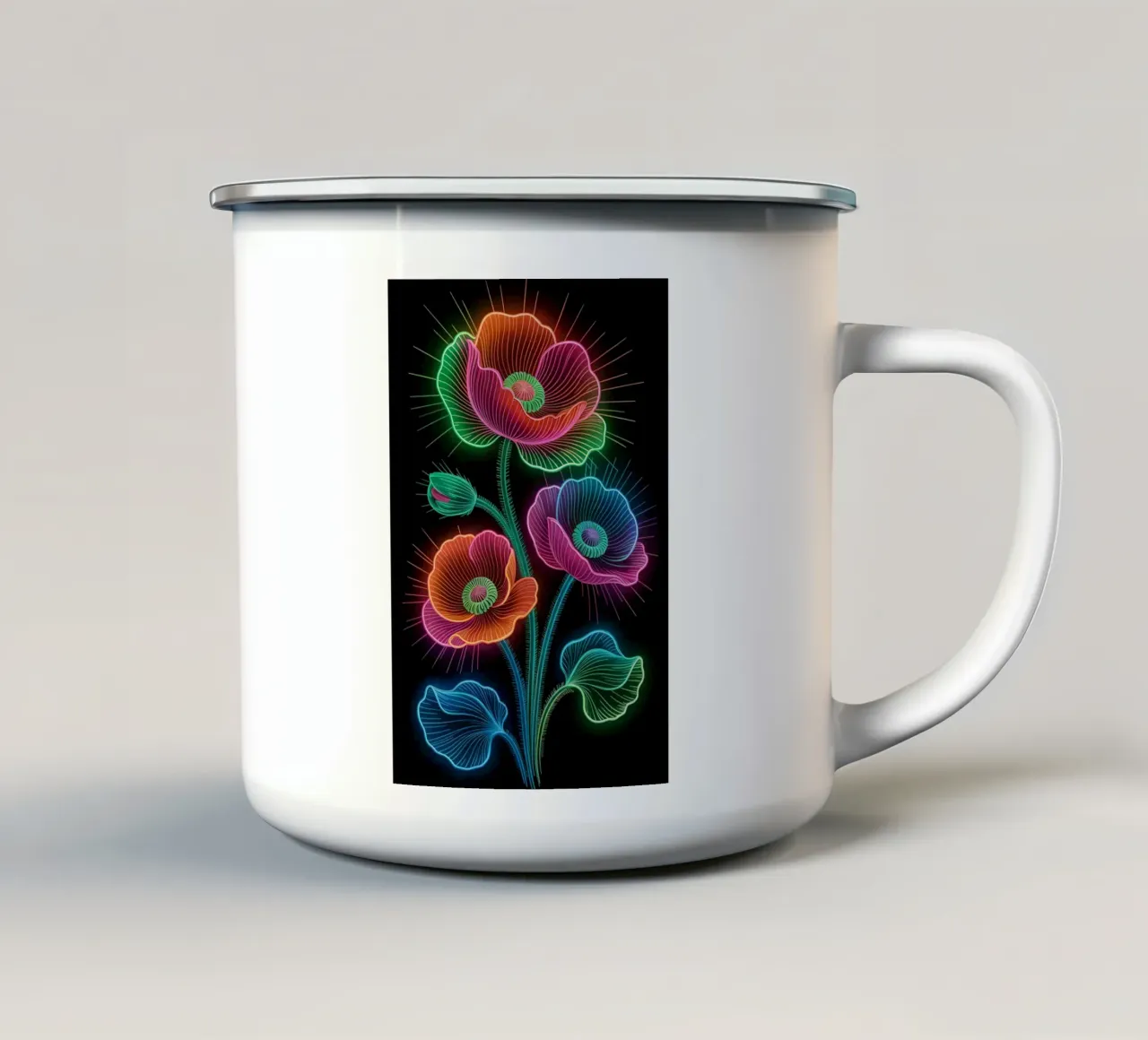 Flower Neon tazza in smalto da Jeff Studio