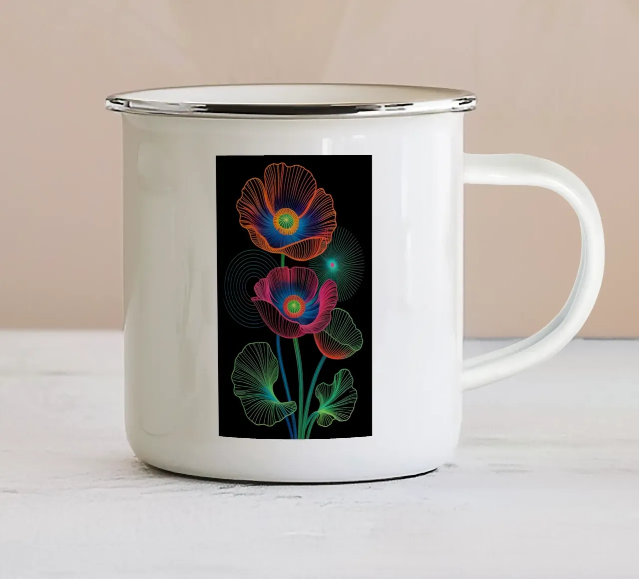 Flower Neon tazza in smalto da Jeff Studio