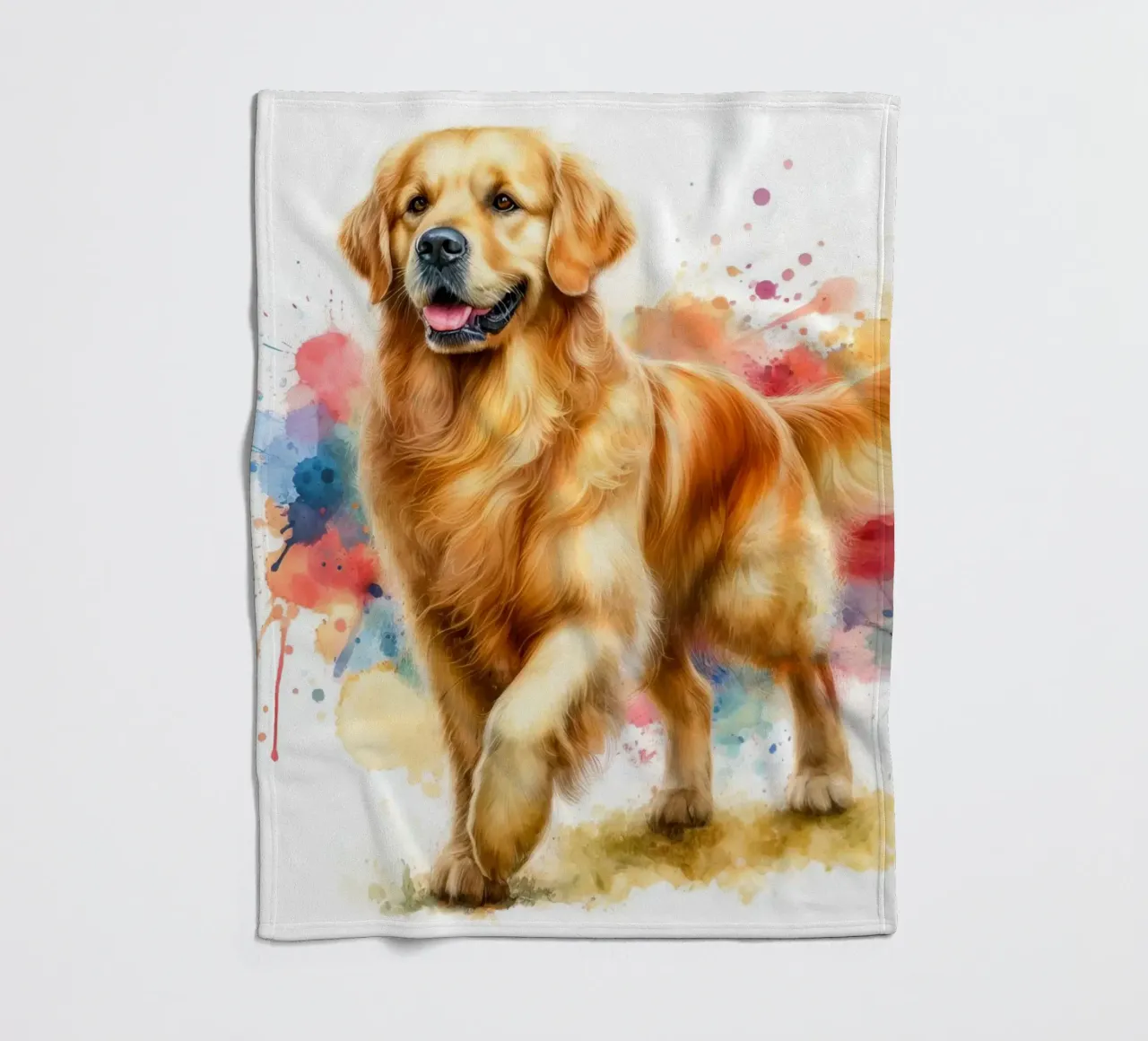 Ritratto ad acquerello del Golden Retriever coperta in pile da 🥝 KIWI STORE