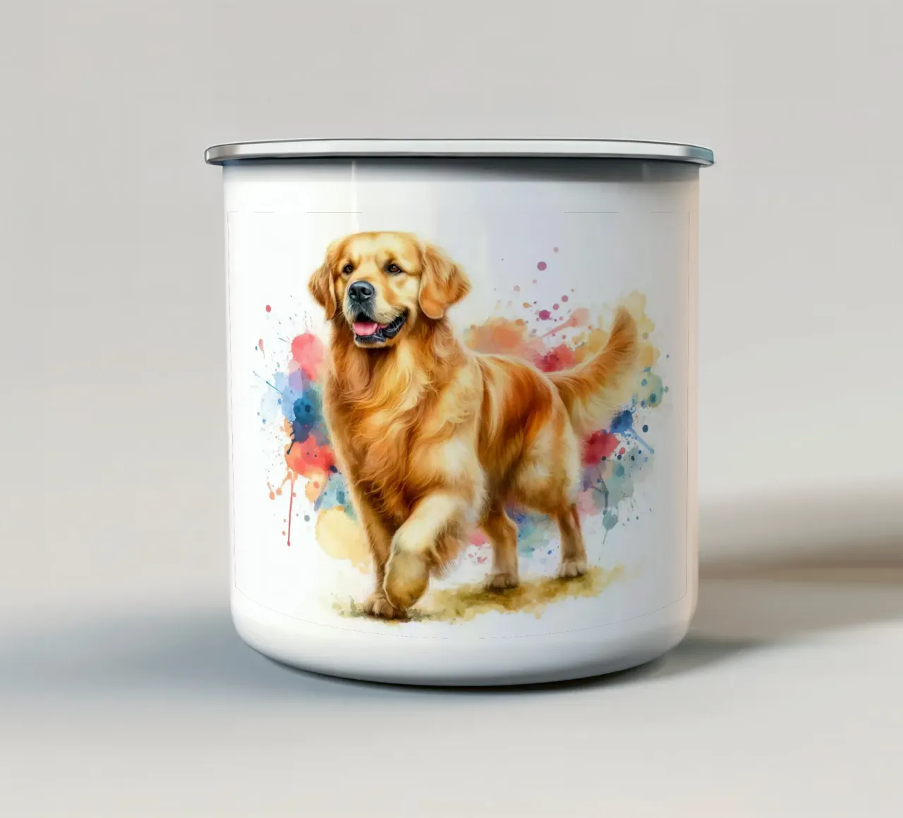 Ritratto ad acquerello del Golden Retriever tazza in smalto da 🥝 KIWI STORE