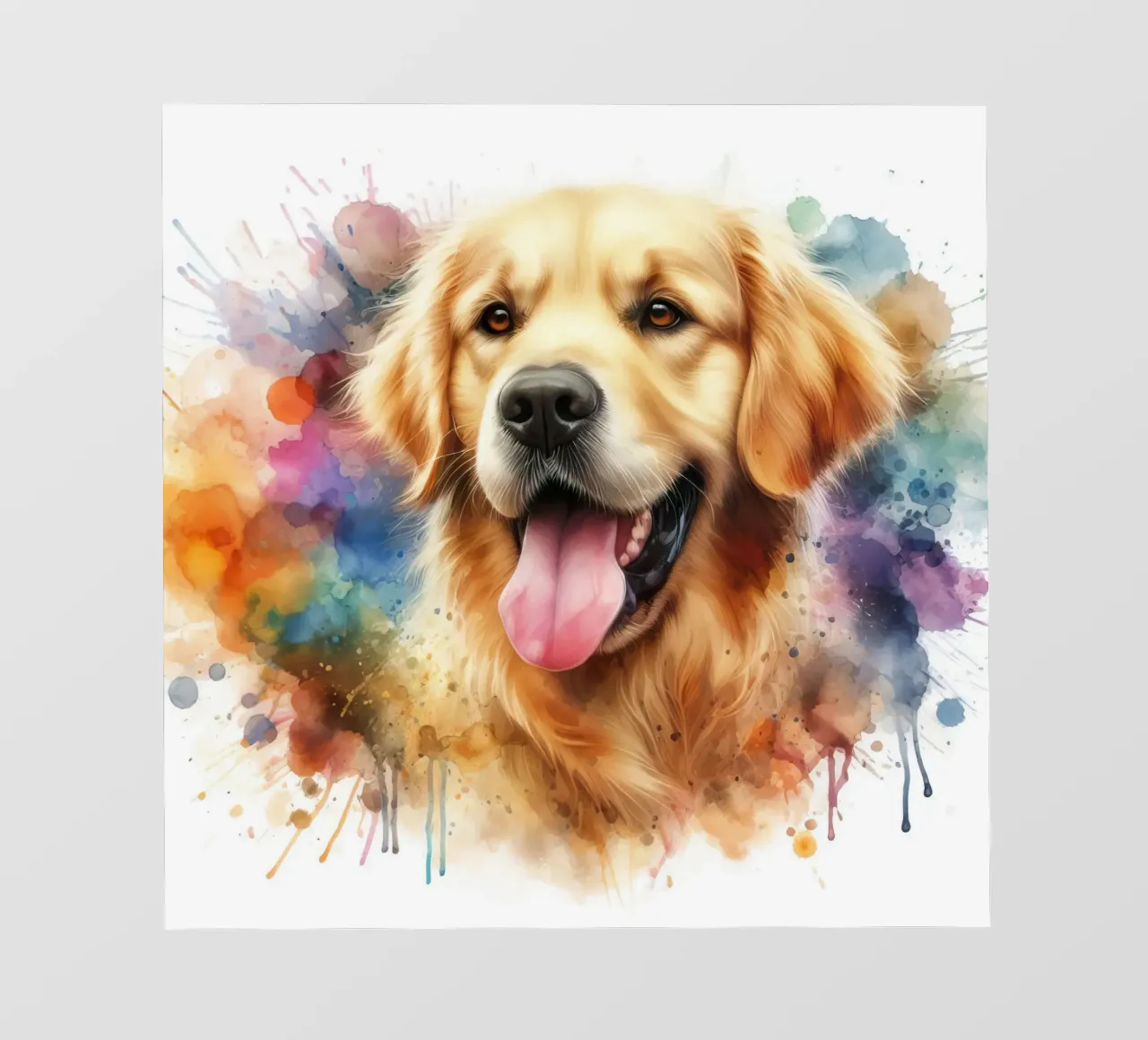 Ritratto ad acquerello del Golden Retriever pellicola backlit da 🥝 KIWI STORE