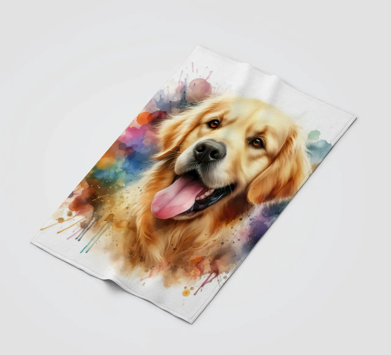 Ritratto ad acquerello del Golden Retriever coperta in pile da 🥝 KIWI STORE