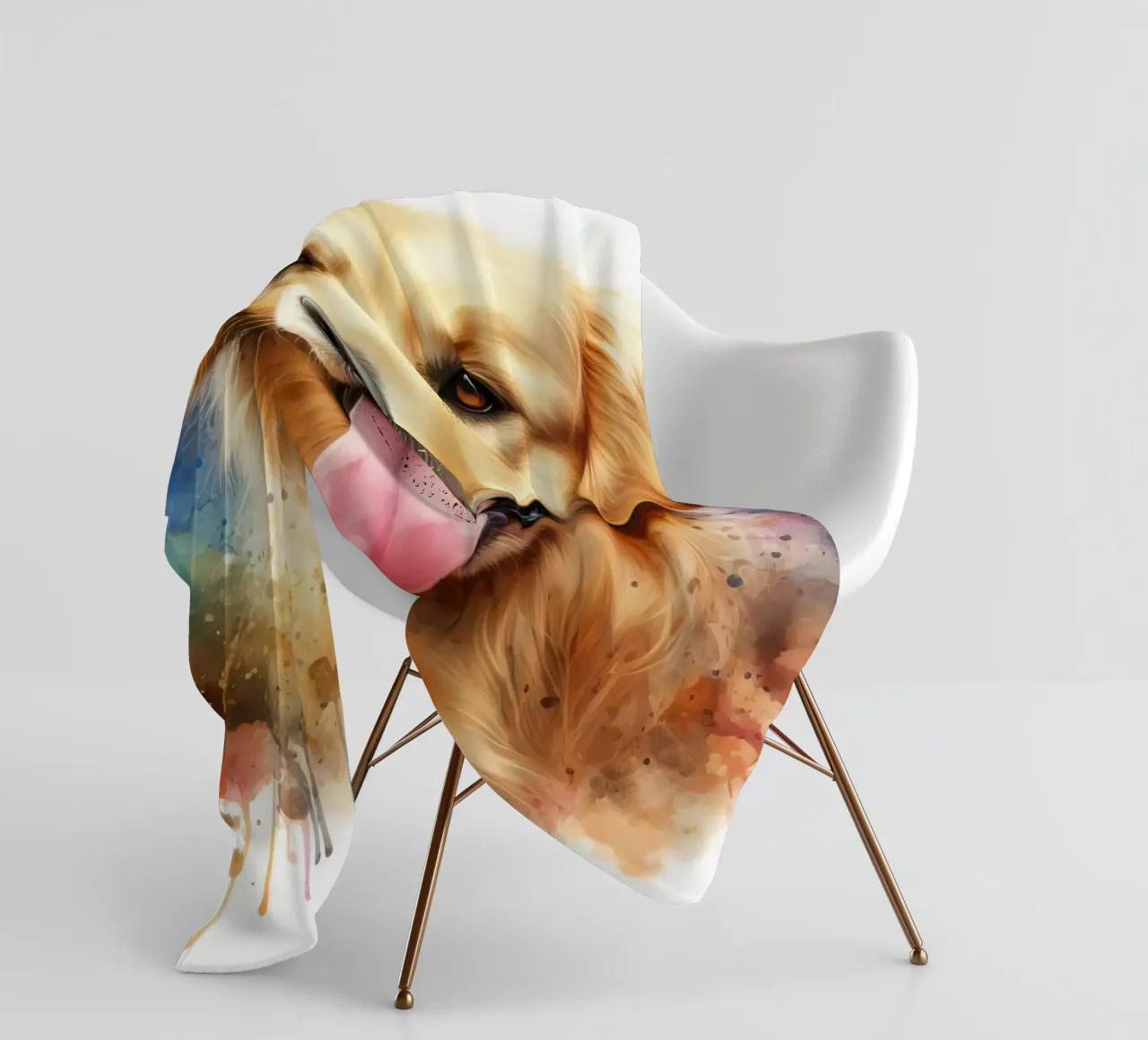 Ritratto ad acquerello del Golden Retriever coperta in pile da 🥝 KIWI STORE
