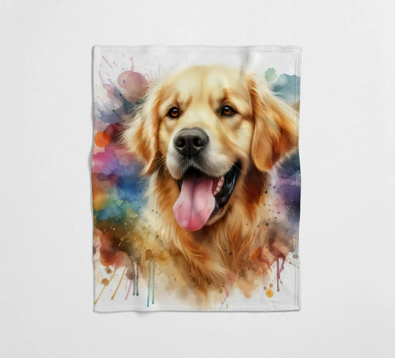 Ritratto ad acquerello del Golden Retriever coperta in pile da 🥝 KIWI STORE