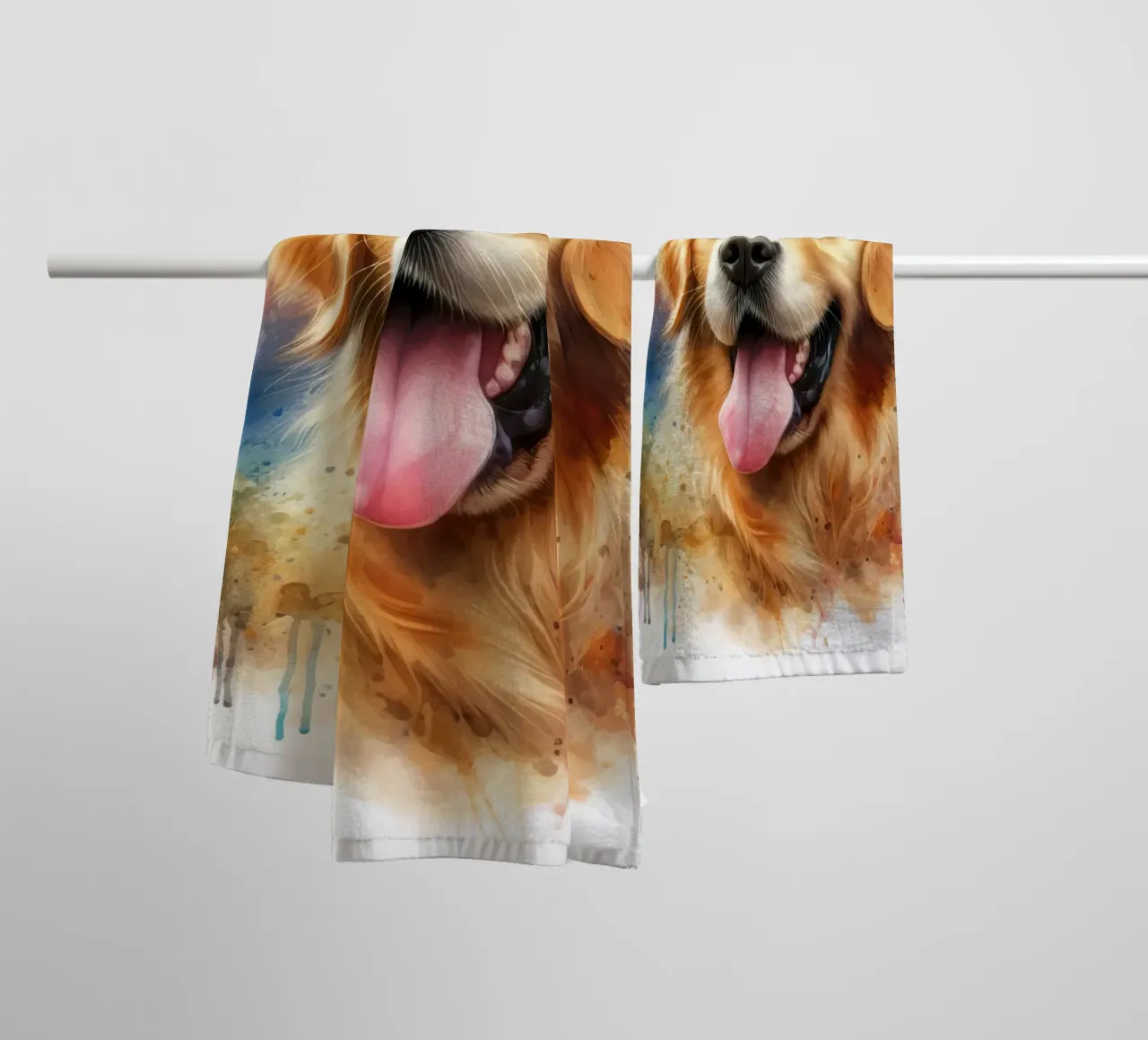 Ritratto ad acquerello del Golden Retriever asciugamano da bagno da 🥝 KIWI STORE