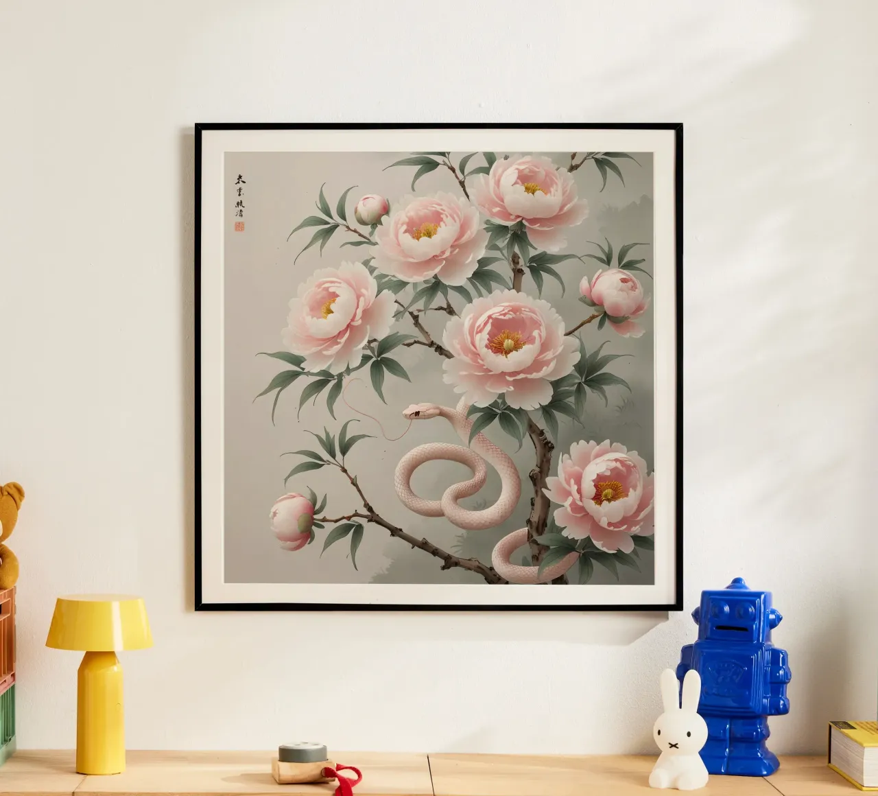 Pink Flower poster con telaio in alluminio da Jeff Studio