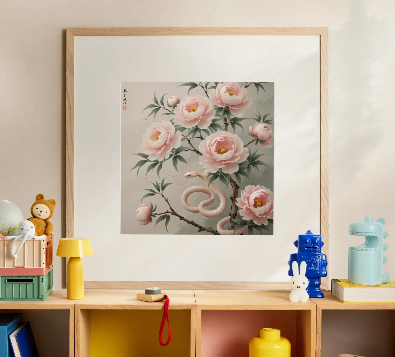 Pink Flower poster con telaio in alluminio da Jeff Studio