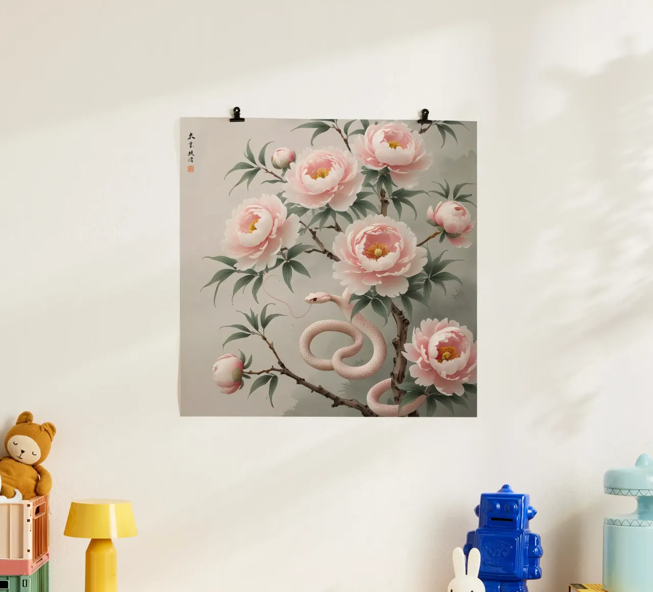 Pink Flower poster con telaio in alluminio da Jeff Studio