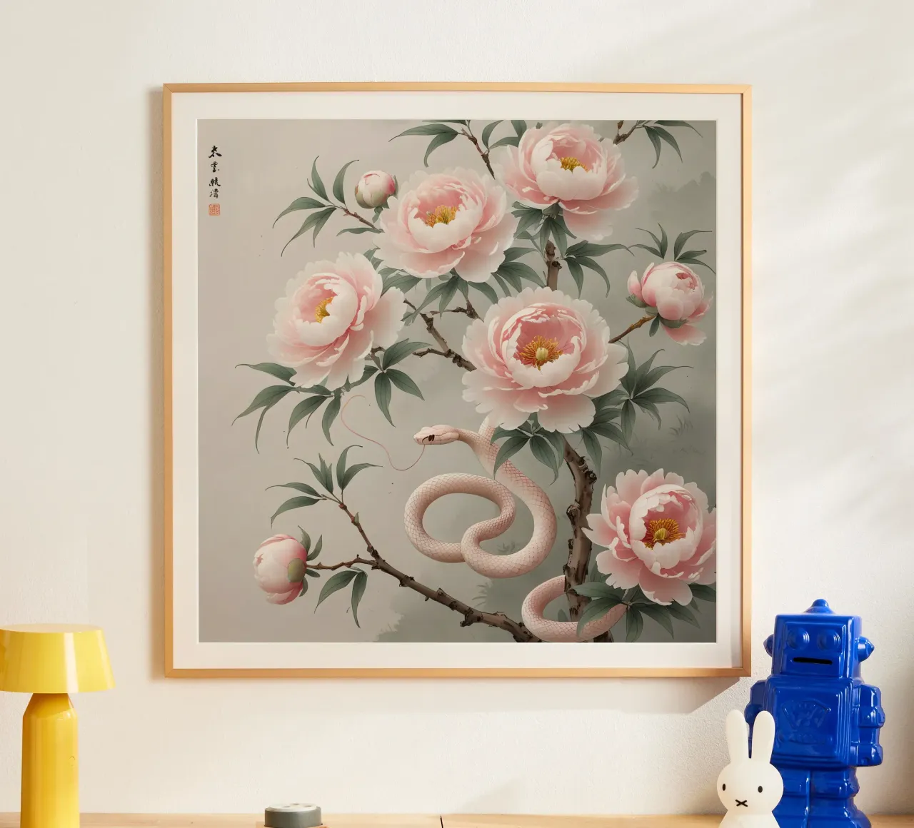 Pink Flower poster con telaio in alluminio da Jeff Studio