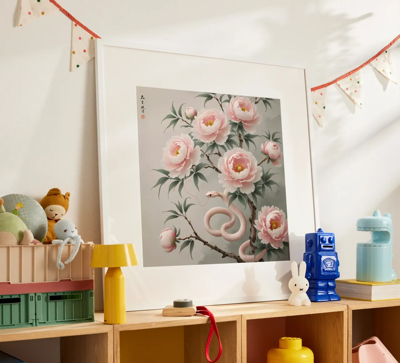 Pink Flower poster con telaio in alluminio da Jeff Studio