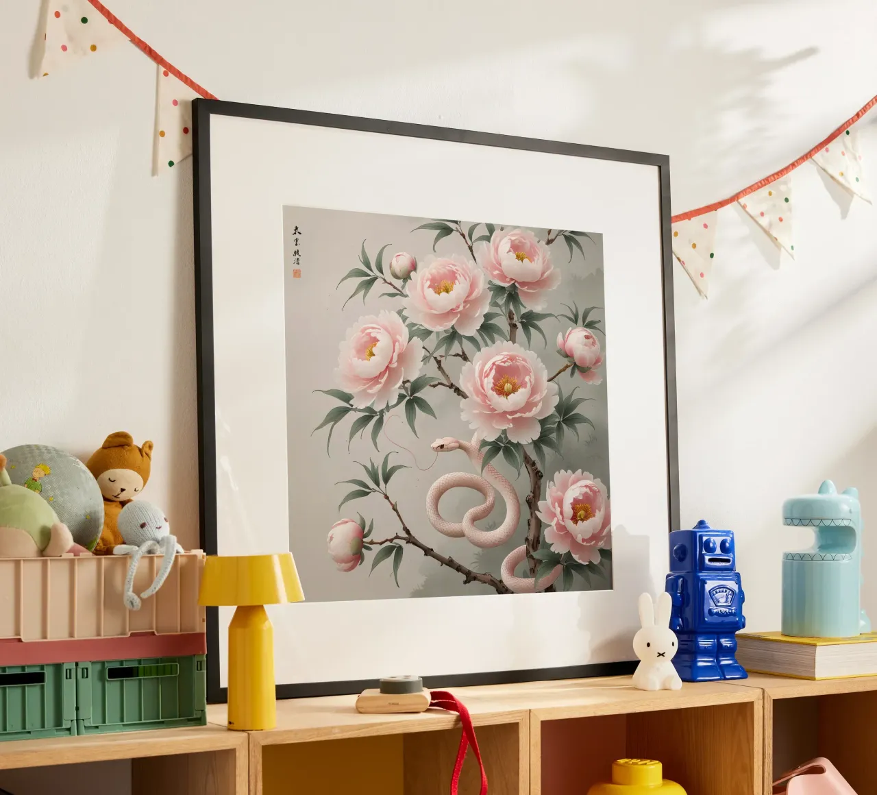 Pink Flower poster con telaio in alluminio da Jeff Studio