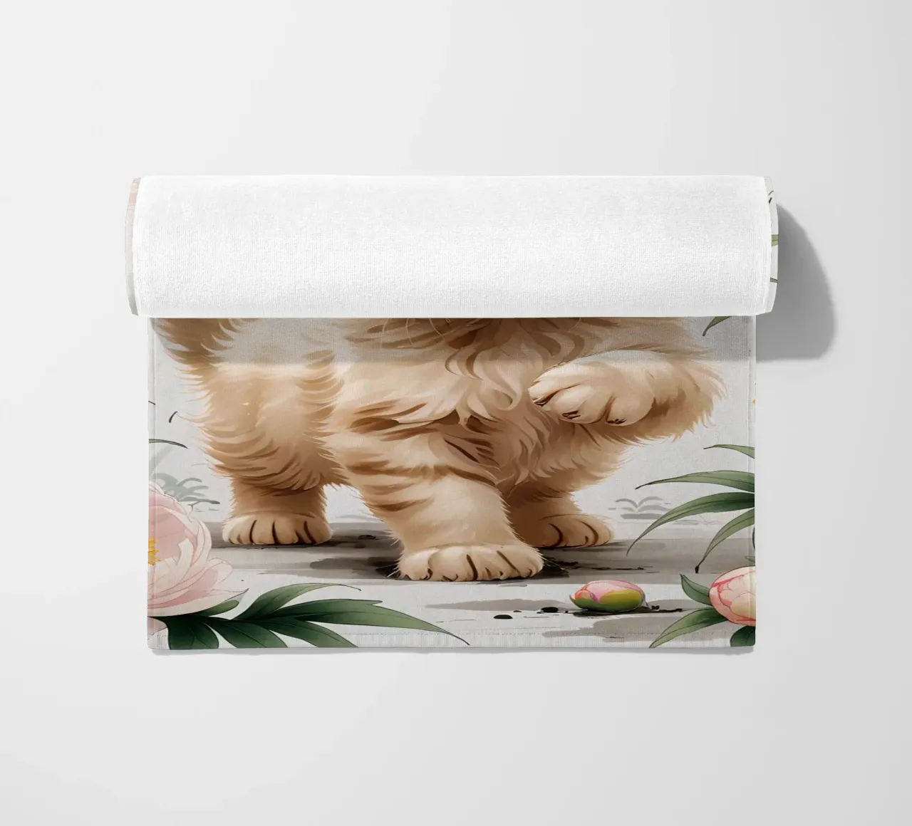 Cat Flower beach towel by Jeff Studio