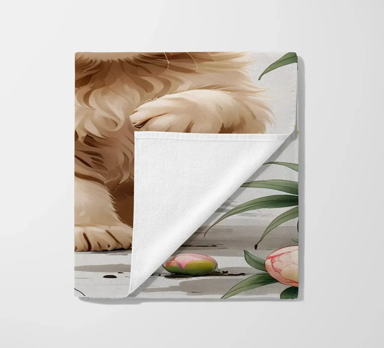 Cat Flower beach towel by Jeff Studio