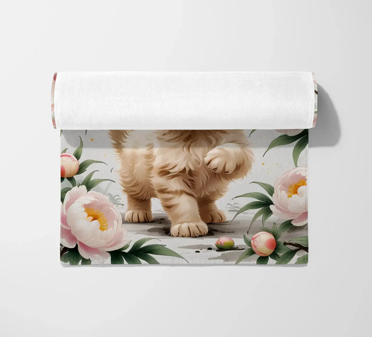 Cat Flower beach towel by Jeff Studio