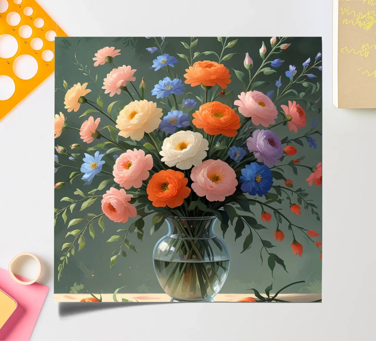 Flower Glaas Vase Stickerbogen von Jeff Studio