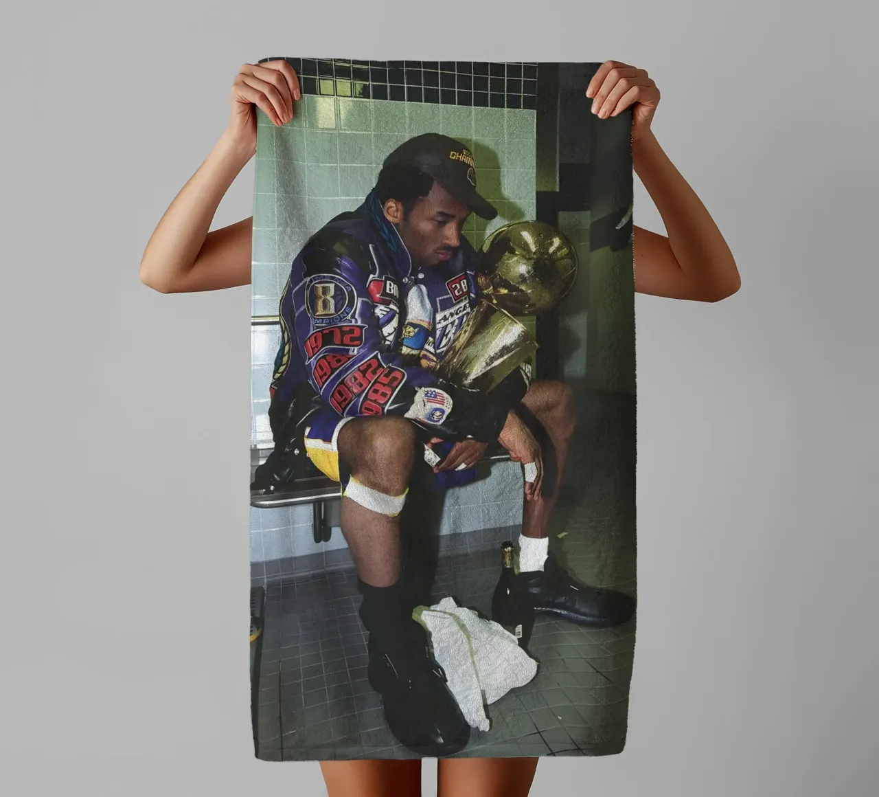 Kobe Reflects in the Locker Room towel by FAKE ARTWORK STORE