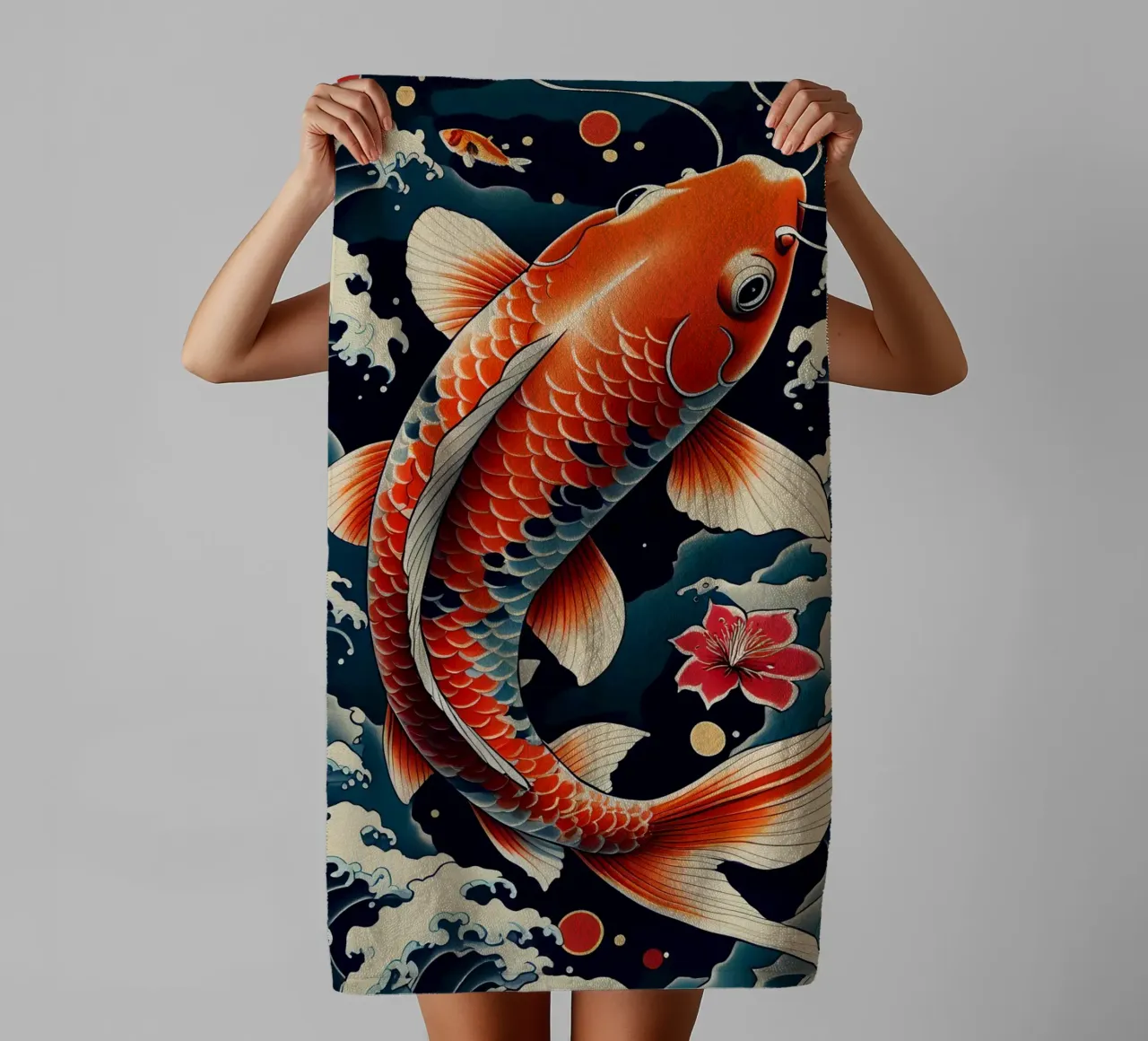 koi fish Japanese asciugamano da bagno da Jeff Studio