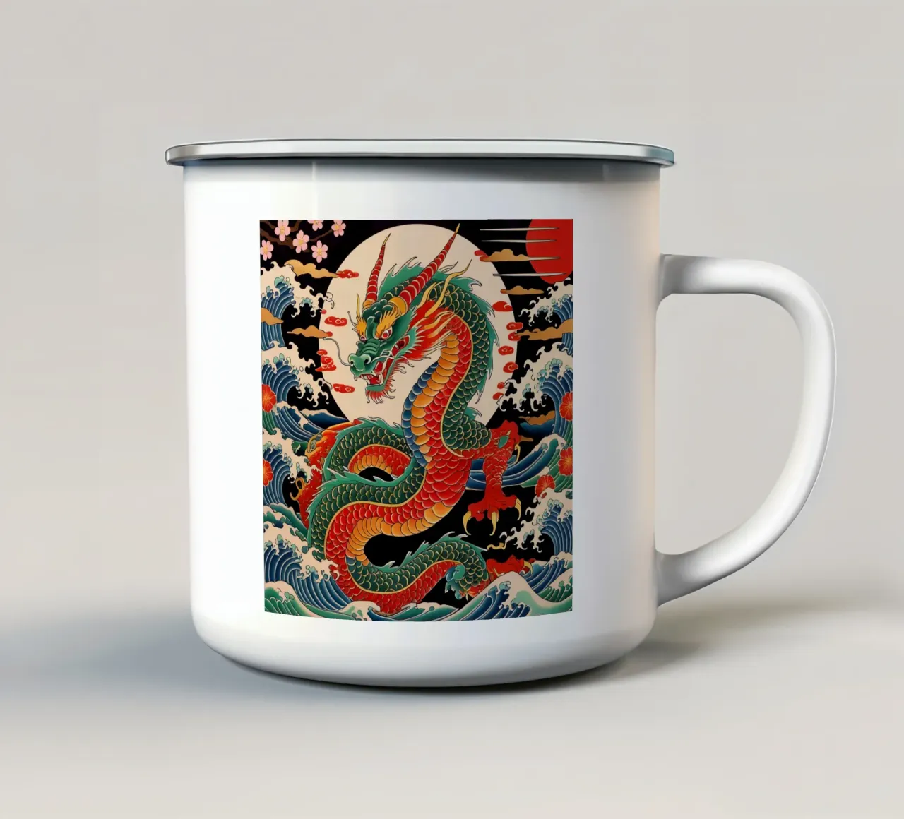 Dragon Waves Japanese tazza in smalto da Jeff Studio