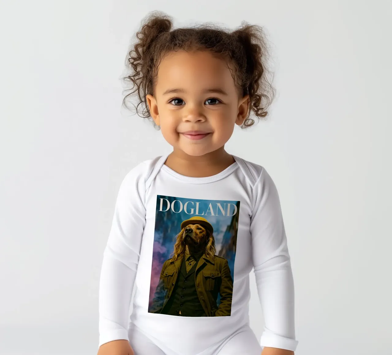 Elijah long-sleeve baby romper by Affiches Chien Originales – Dogland
