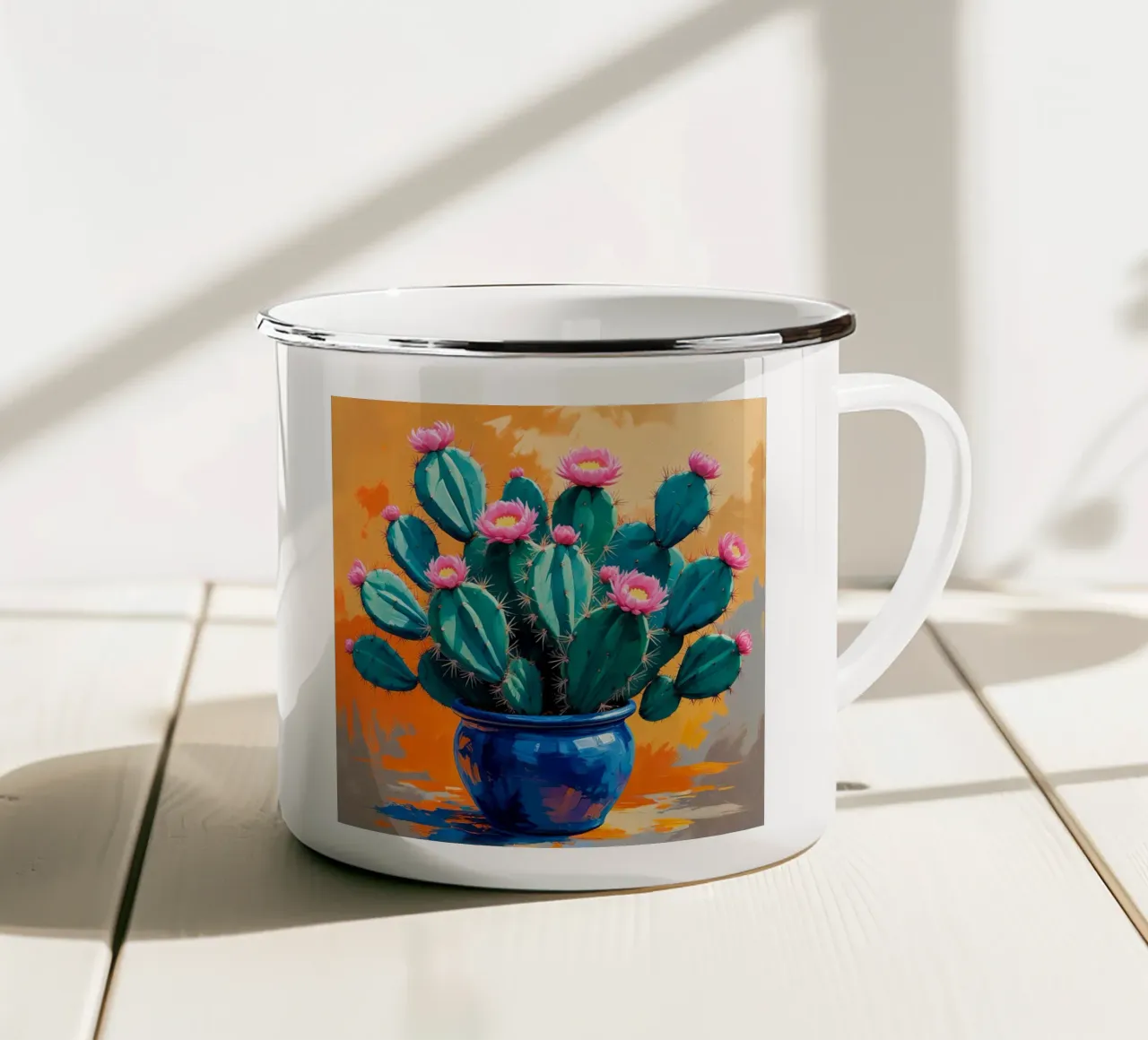 Cactus Vase Painting tazza in smalto da Jeff Studio