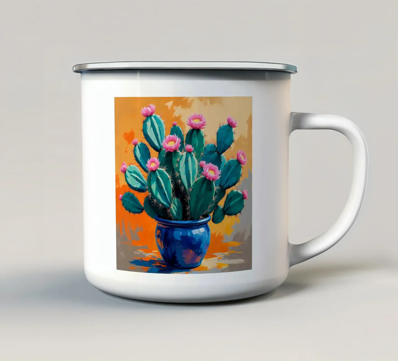 Cactus Vase Painting tazza in smalto da Jeff Studio