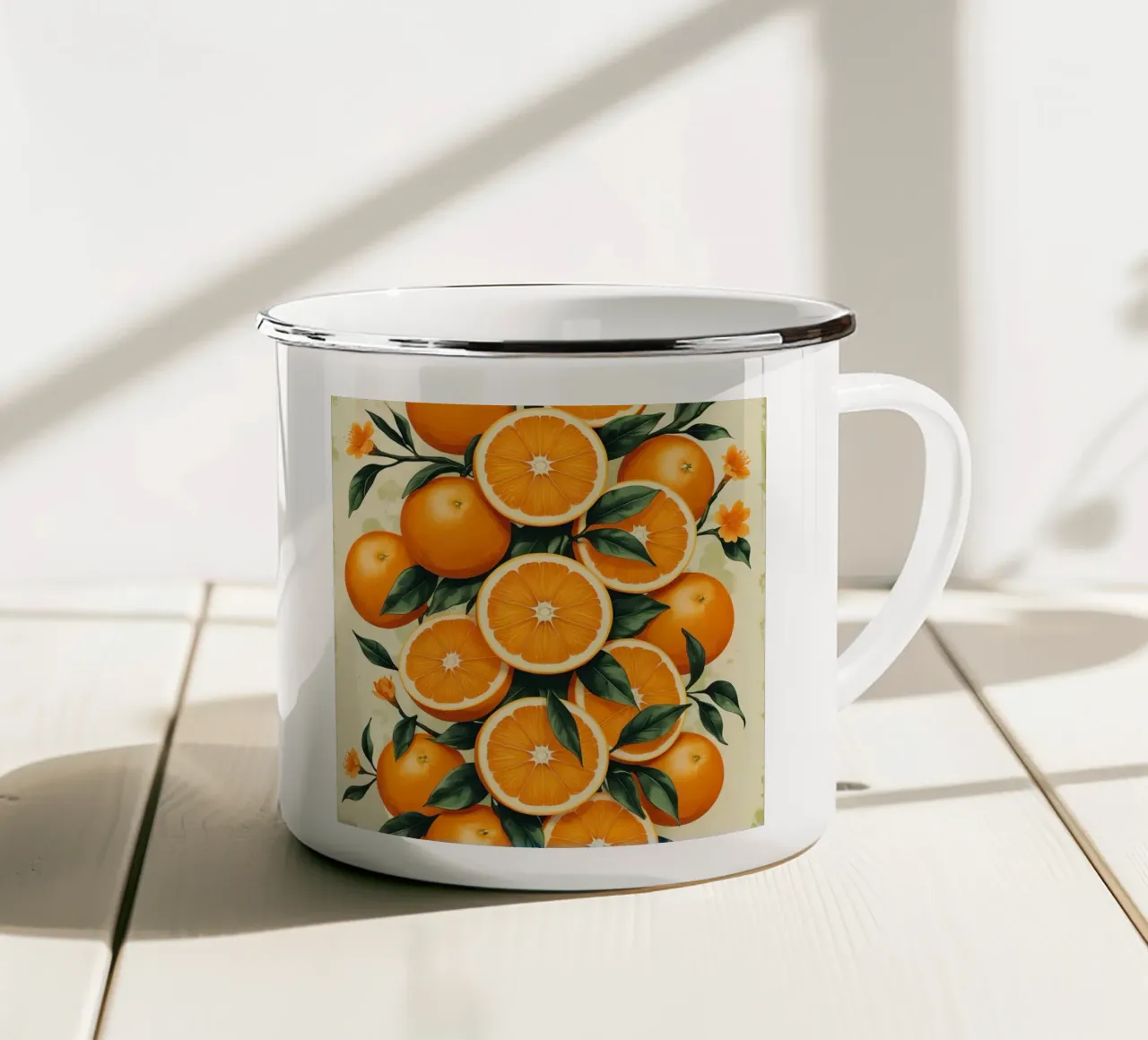 Orange Fruits tazza in smalto da Jeff Studio