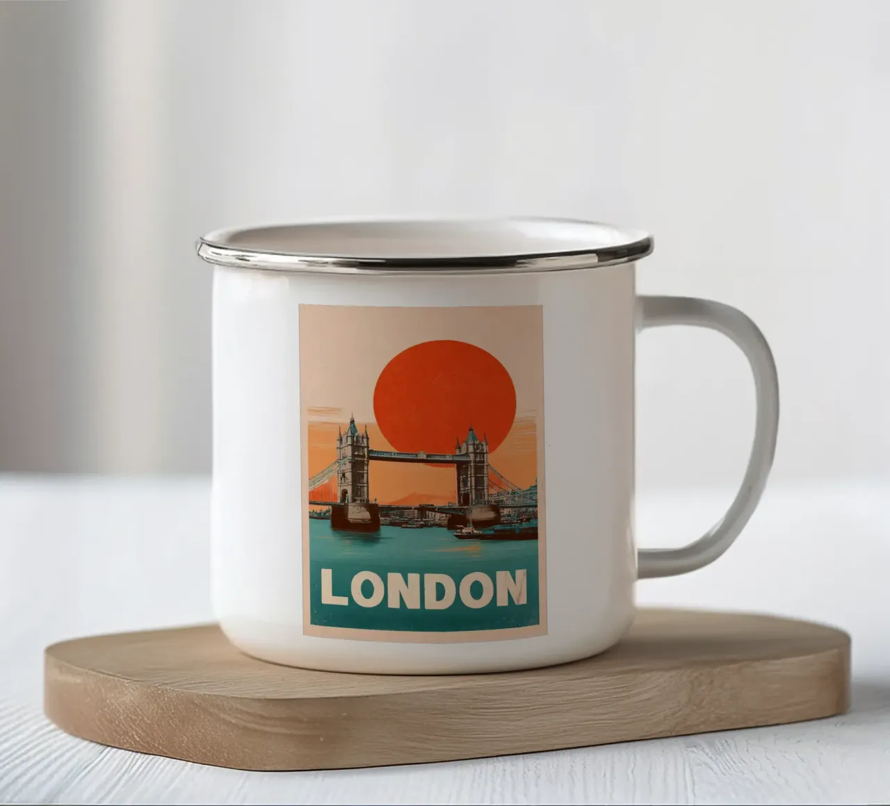 Londra vintage Tower Bridge tazza in smalto da Vintage Travel Art