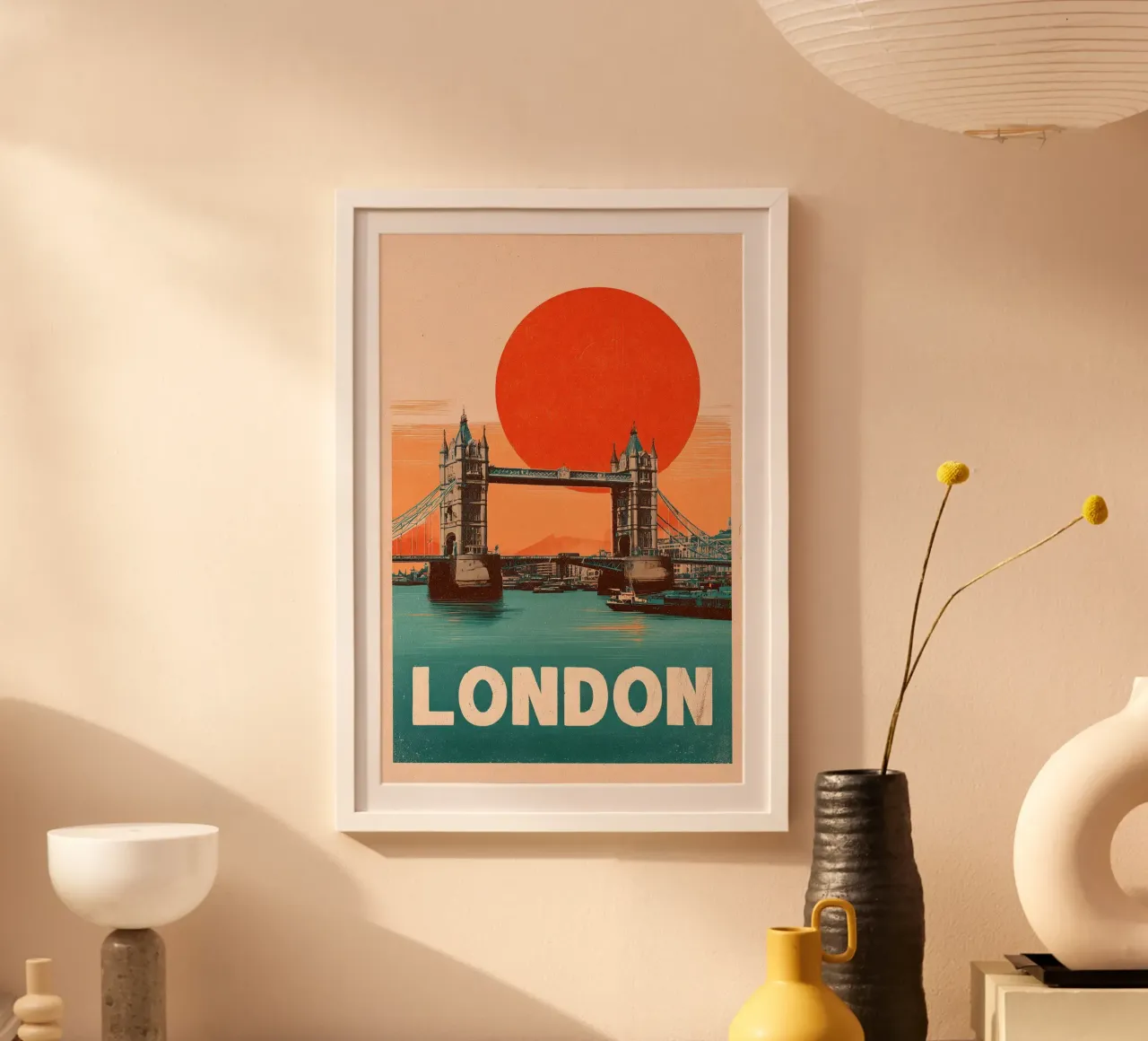 Londra vintage Tower Bridge poster con telaio in alluminio da Vintage Travel Art