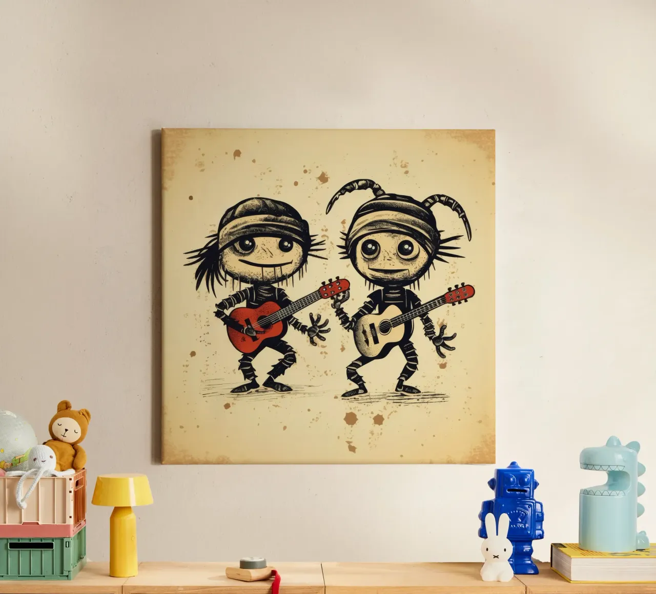 Retro Scorpion Duo tela con Cornice a cassetta da Funny Animals