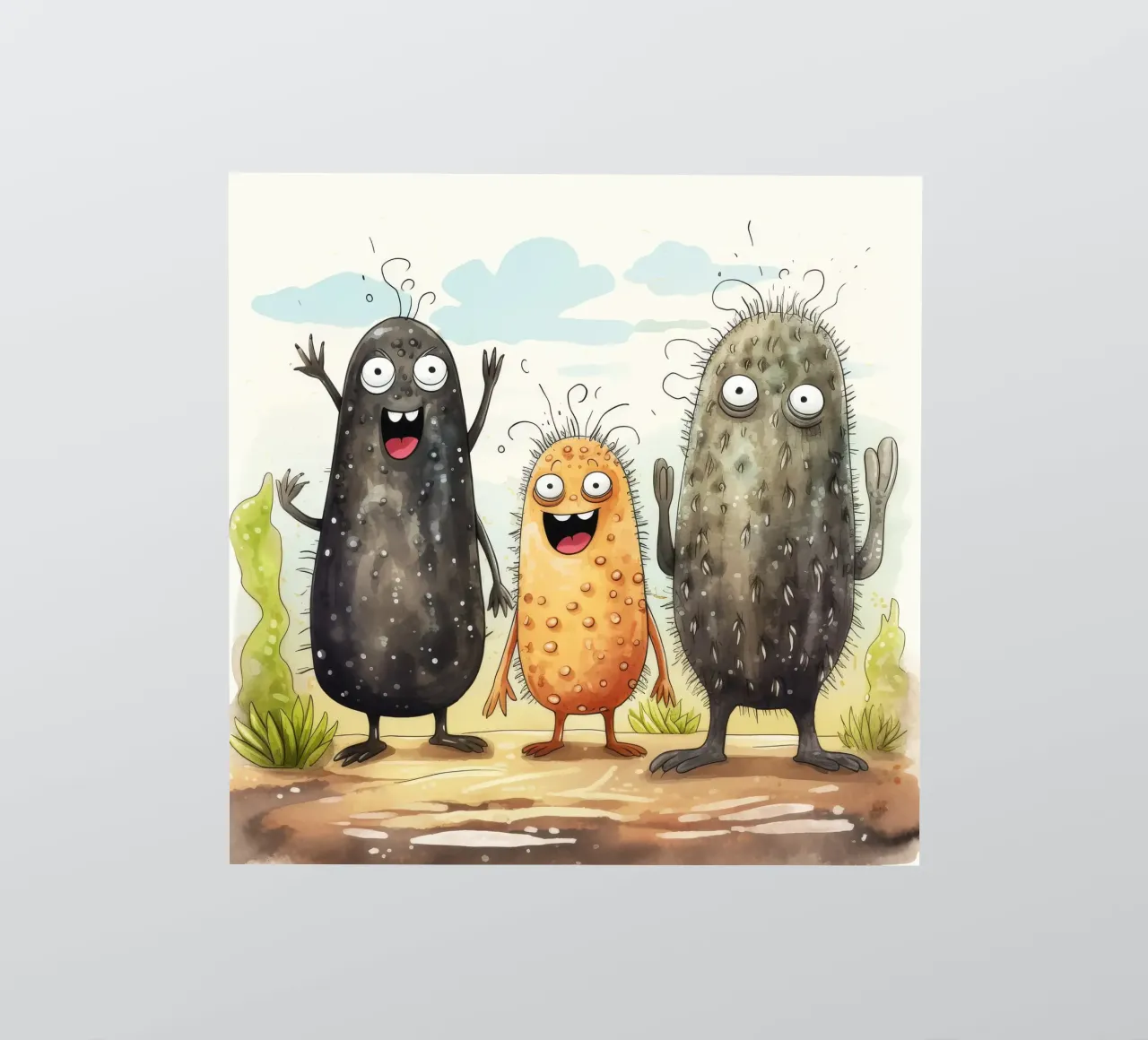 Pandilla retro de pepinos de mar pegatina de Funny Animals
