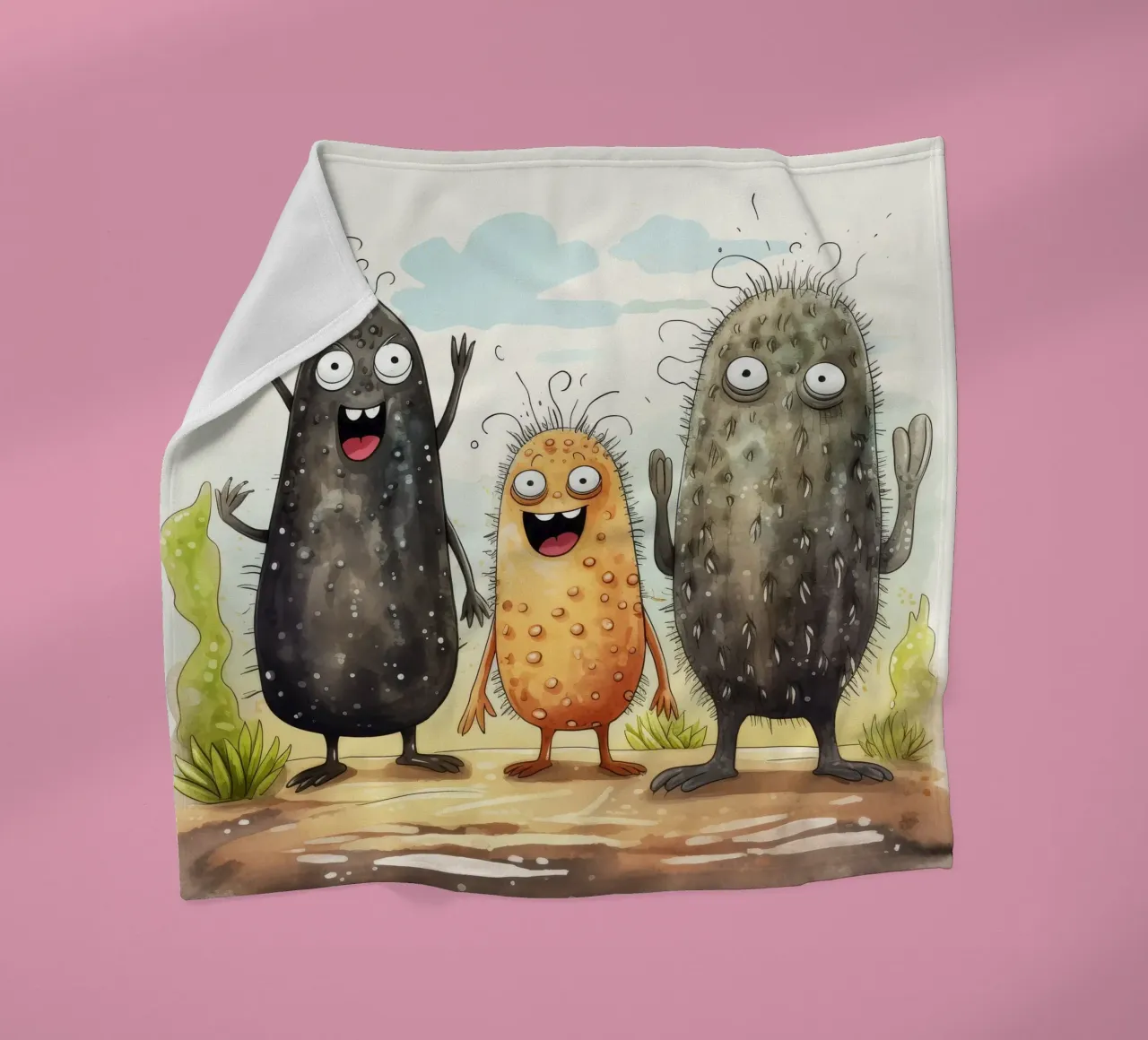 Gang di cetrioli di mare retrò coperta in pile da Funny Animals