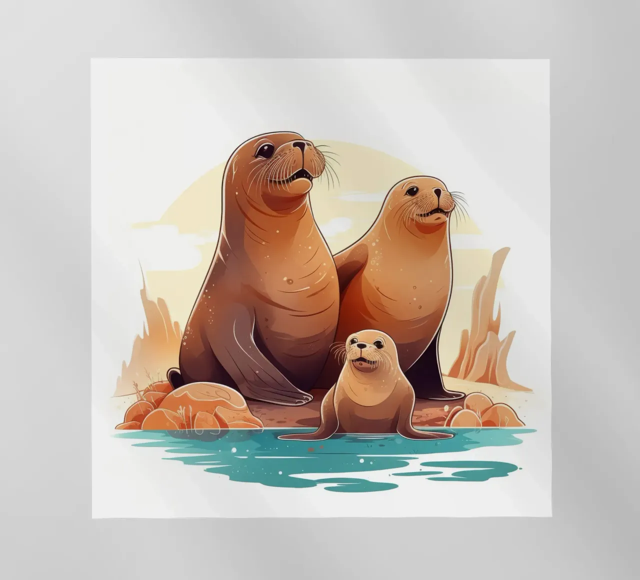 Retro Zeeleeuwenbende backlit folie van Funny Animals