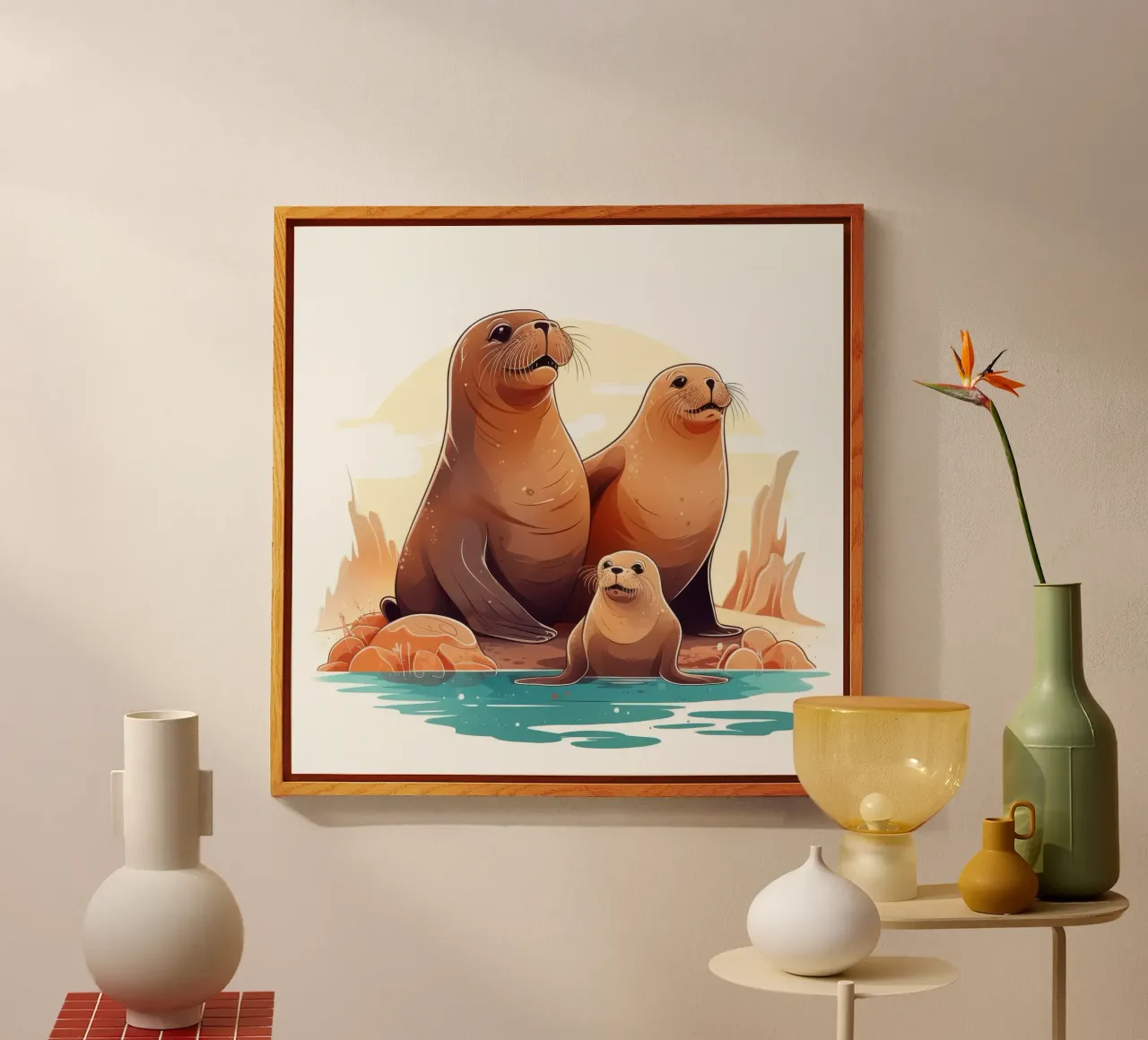Retro Zeeleeuwenbende acryl van Funny Animals
