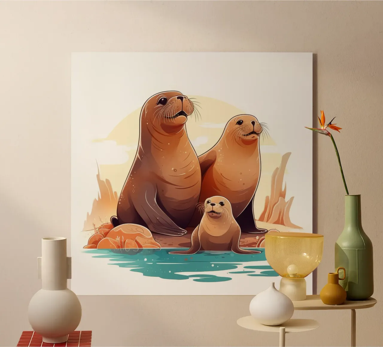 Retro Zeeleeuwenbende acryl van Funny Animals