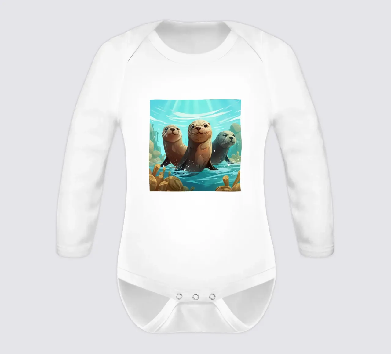 Retro Zeeleeuwenbende babyrompertje lange mouwen van Funny Animals