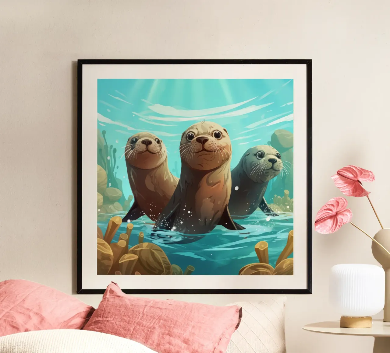 Retro Zeeleeuwenbende hahnemühle van Funny Animals