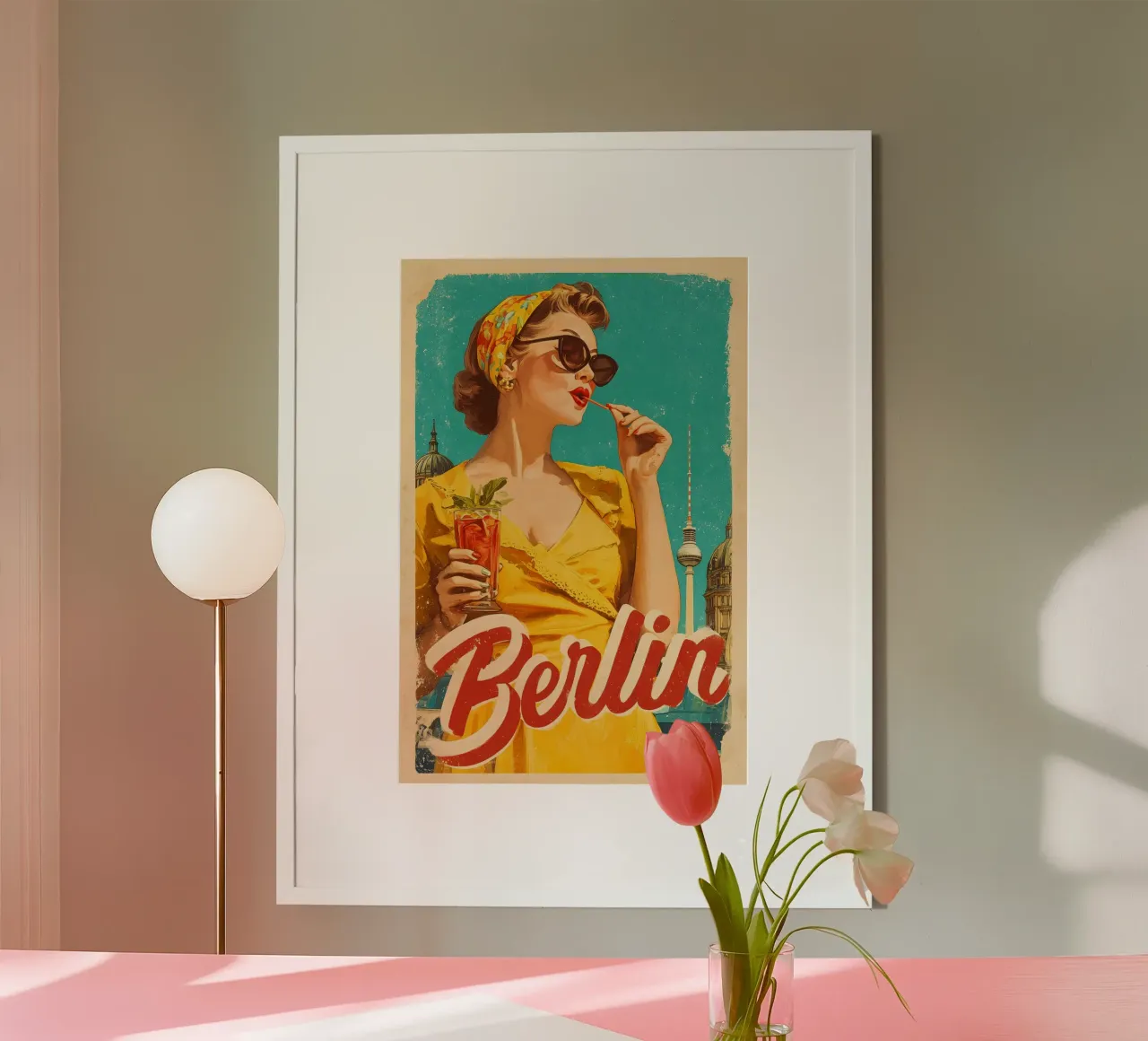 Torre televisiva retrò di Berlino poster con telaio in alluminio da Vintage Travel Art
