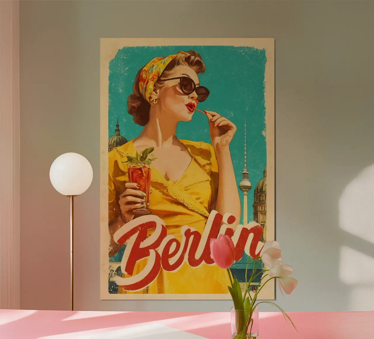 Torre televisiva retrò di Berlino poster con telaio in alluminio da Vintage Travel Art