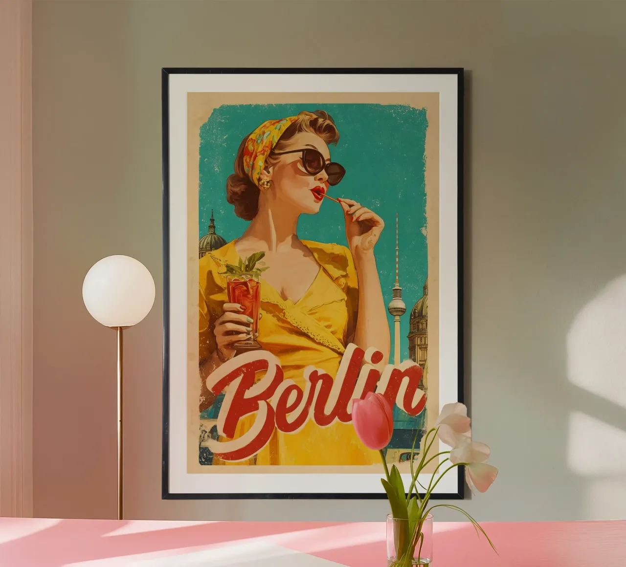 Torre televisiva retrò di Berlino poster con telaio in alluminio da Vintage Travel Art