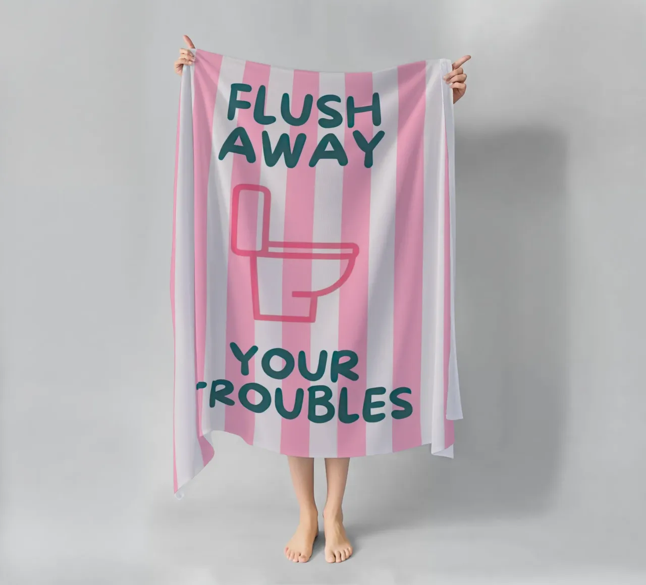 Flush Away Your Troubles beach towel by Attaboy Dsgn